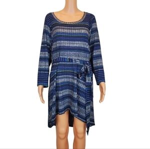 Lane Bryant belt waistline  stripe long sleeve dress